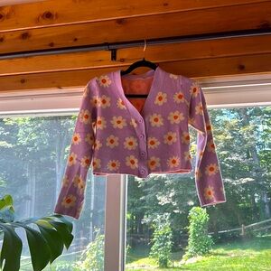 Cider Purple Floral Cardigan